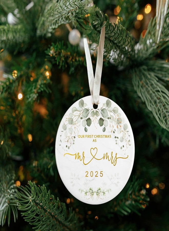 LUCAGIFT First Christmas Married Ornament 2025 - Wedding Ornaments, Mr and Mrs Ornaments - Wedding Gifts for Couples 2025, Newlyweds, Bride - Mr and Mrs Gifts - Ceramic Christmas Ornament - Image 4